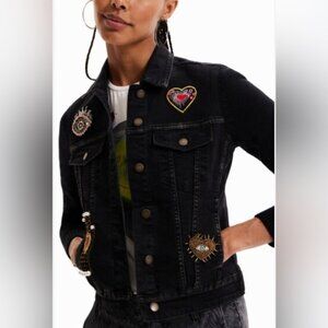 Desigual Hybrid Dark Denim Trucker Jacket Size XL NWT